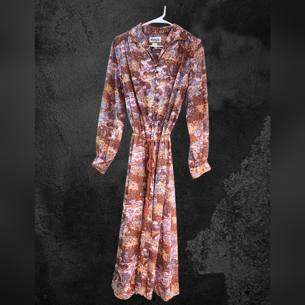 Henry Lee Vintage Boho Granny Core Midi Dress Cottage Core Hippie